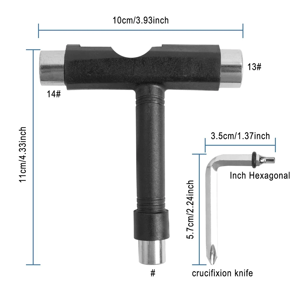 T Form Schlüssel Skateboard Professionelle T Typ Inbusschlüssel Schwarz Longboard Skateboard Werkzeuge Bord Rollschuh Schlüssel Werkzeuge Teile – Detail 20