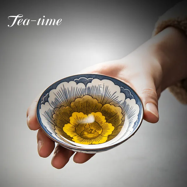 85 Ml Retro Kék És Fehér Porcelán Kúp Teáscsésze Méretezés Elleni Kézzel Festett Kerámia Tea Tál Utazási Meditációs Csésze Kínai Teakészlet - Image 3