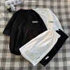 2024 Summer New Men's Hong Kong Style Leisure Fashion Set Thin Loose Breathable Short Sleeve Shorts Sports Set Two Piece Set 2