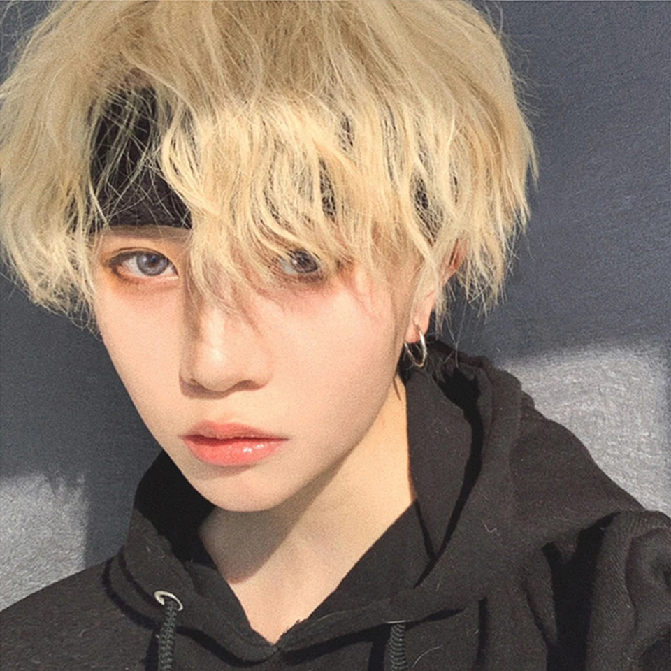 Synthetic Short Wig Black Blonde for Women and Men