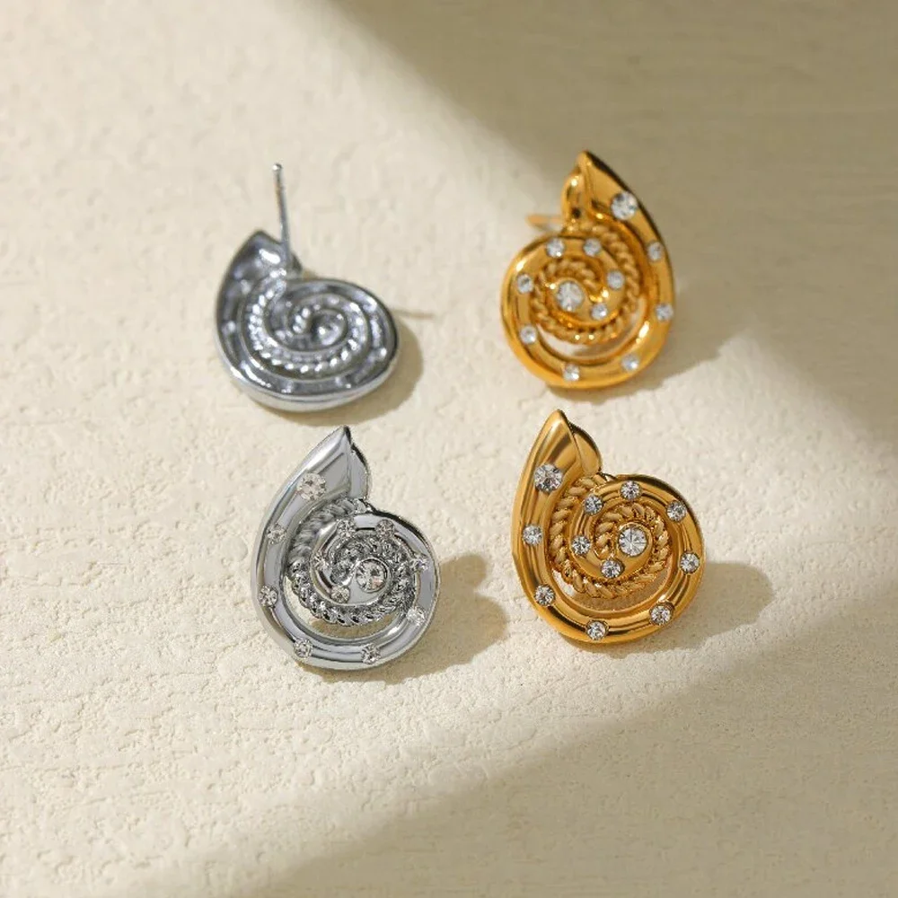 Elegant Conch Shells Seashell Ear Studs Unique Marine Inspired Spiral Earrings Hypoallergenic Lightweight Summer Beach Jewelry