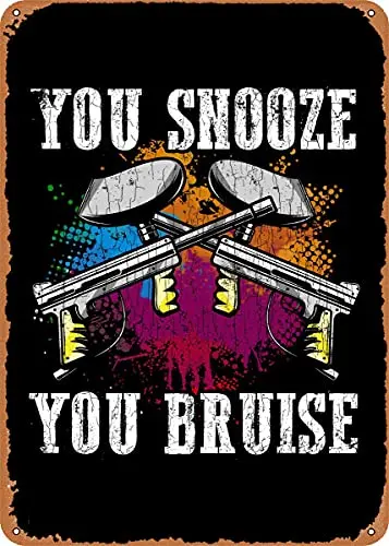 

You Snooze You Bruise Funn Vintage Look Metal Sign Patent Art Prints Retro Gift 8x12 Inch