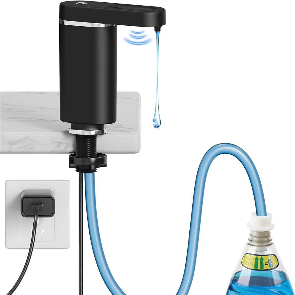 Gros plan sur le bec verseur du distributeur automatique de gel hydroalcoolique.