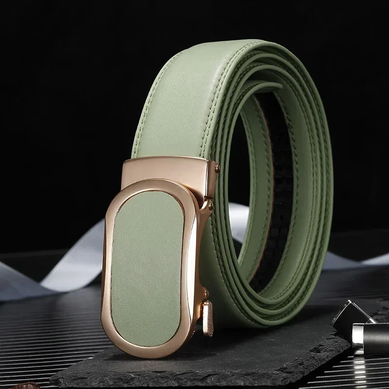 Blue Belt for Men and Women, Automatic Buckle Belts, Fashion Casual Cinturon Female Waistband, Green White Black Red Available