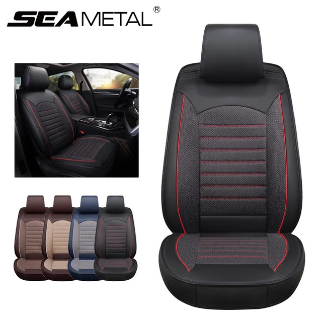 Housse de protection universelle pour siège de voiture, en lin, en cuir,  Design de luxe, avec coussin de dossier pour siège avant - AliExpress