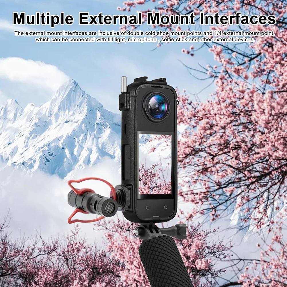 인스타 360 X4 용 플라스틱 보호 프레임, 카메라 액세서리, 소프트 실리콘 커버, 렌즈 캡, 울트라 HD 강화 유리