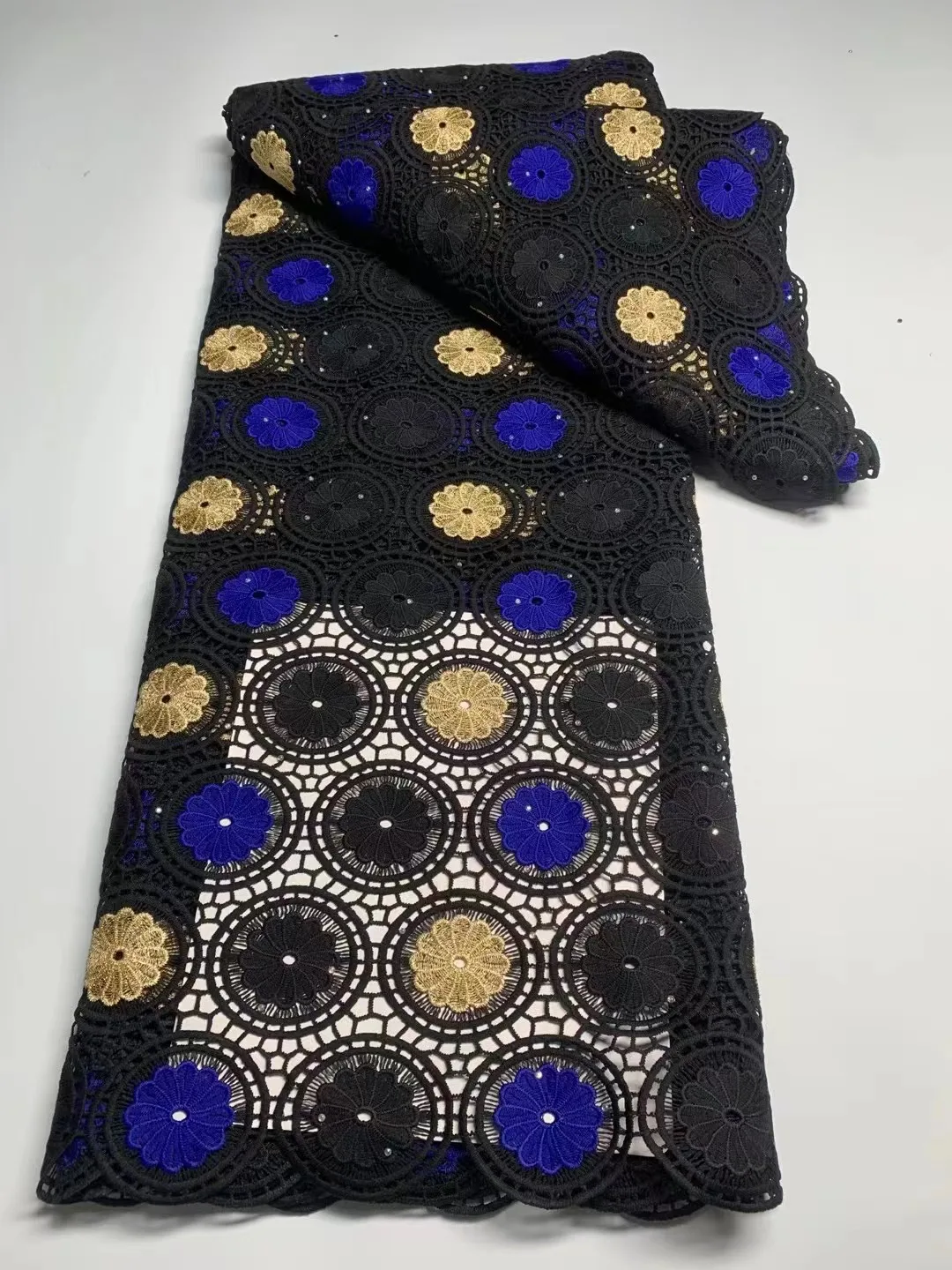 

LACE Guipure Cord Lace with Stones 2023 Latest African Water Soluble Lace Fabric for Women Sewing Luxury Party Midi Dresses A02