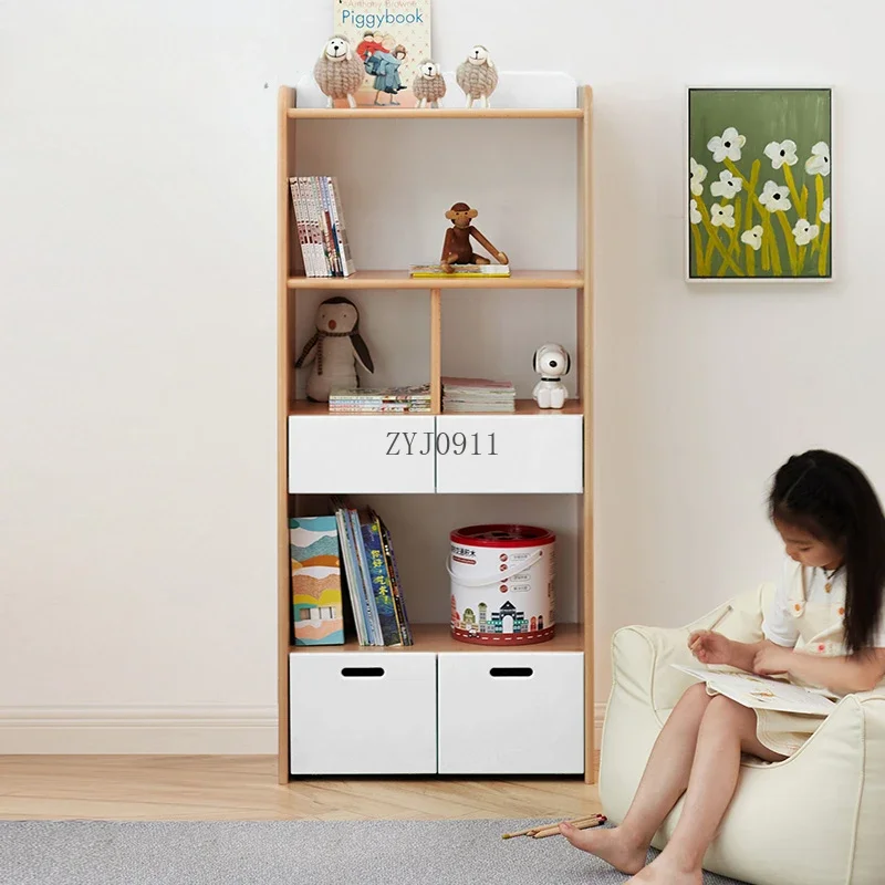 **Children's bookcase Modern simple household solid wood locker Children's room Large capacity storage locker