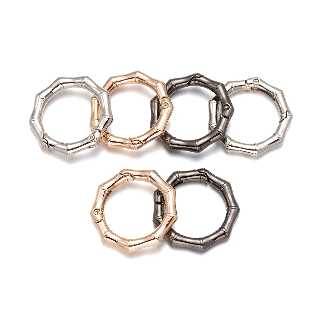 5 stücke Metall Bambus Feder ring Schlüssel bund runde Verbindungs schnalle für DIY Verschlüsse Tasche Handtasche Karabiner Anhänger Schmuck Zubehör – Detail 3