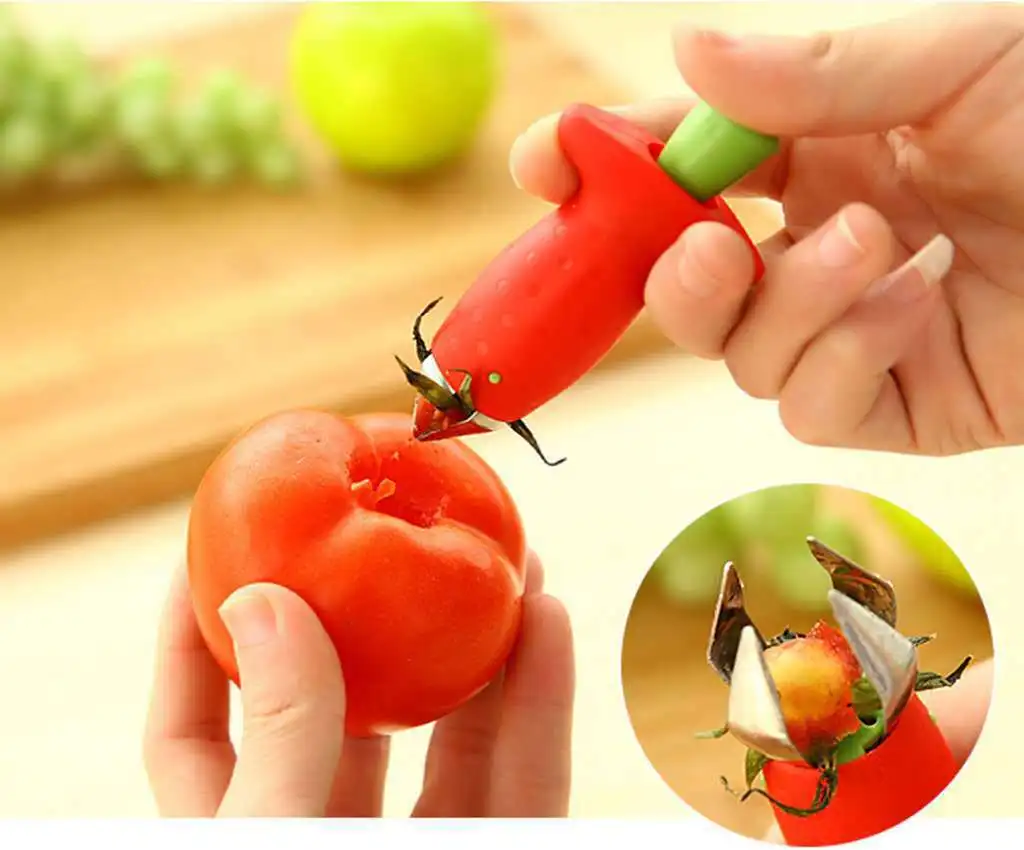 Fruit stem remover Funny Strawberry Stem Leaves Huller Remover Detachers Removal Fruit Corer Creative Stuff Kitchen Gadgets