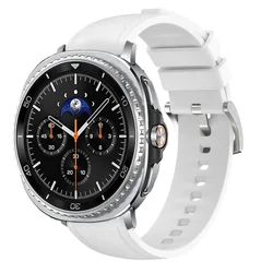 Premium Leather and Silicone Watch Band - Sport Strap - Galaxy8 Classic 46mm (White)
