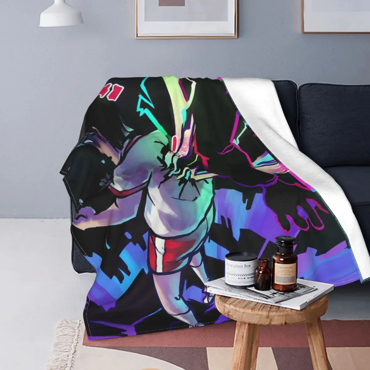 

Shigeo Anime Wool Blankets Mob Psycho 100 Funny Throw Blankets for Bed Sofa Couch Plush Thin Quilt