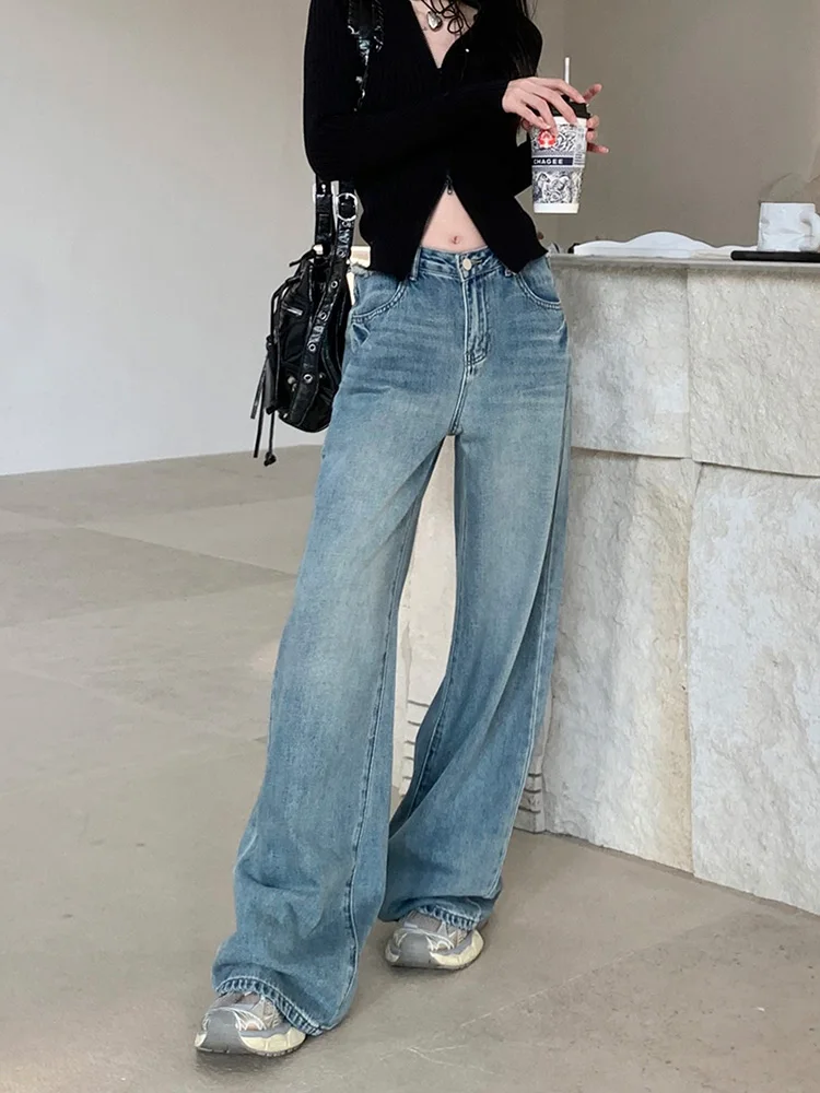 

Benuynffy High Waist Ripped Jeans Women Loose Vintage Straight Trousers Female Y2k Streetwear Casual Baggy Denim Wide Leg Pants