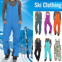 

Jumpsuit Women Ski Pants Insulated Bib Overalls Solid Color Pocket One-Piece Suspenders Trousers Waterproof Warm Jumpsuits