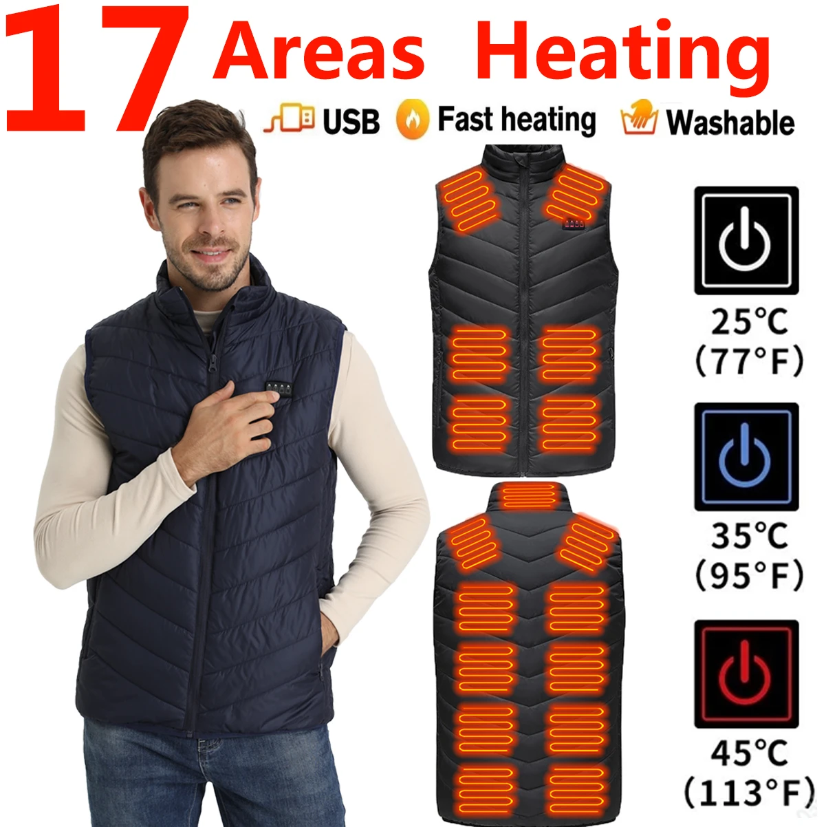 Electric Heating Vest Heated Down Jacket Man Heated Vest Man Bodywarmer  Hunting Heated Jacket Veste Chauffante Homme Vest S 6xl| | - AliExpress