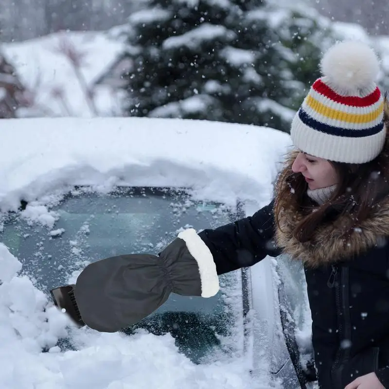 For Home Use Car Ice Scraper Windshield Scraper With Gloves Automobile Window Snow Removal Shovel Waterproof Warm Mittens For