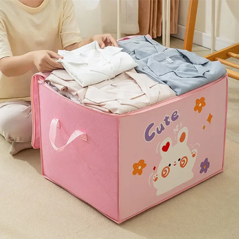 Folding Storage Basket Linen Storage Fabric Wardrobe Office Bedroom Closet Toys Laundry Basket With Handle Storage Organizer new 3