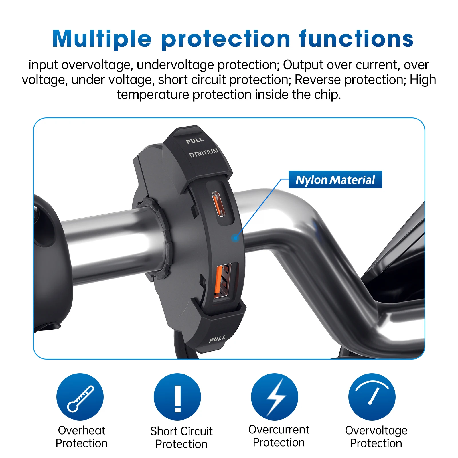 Multiple protection functions overheat short circuit overcurrent