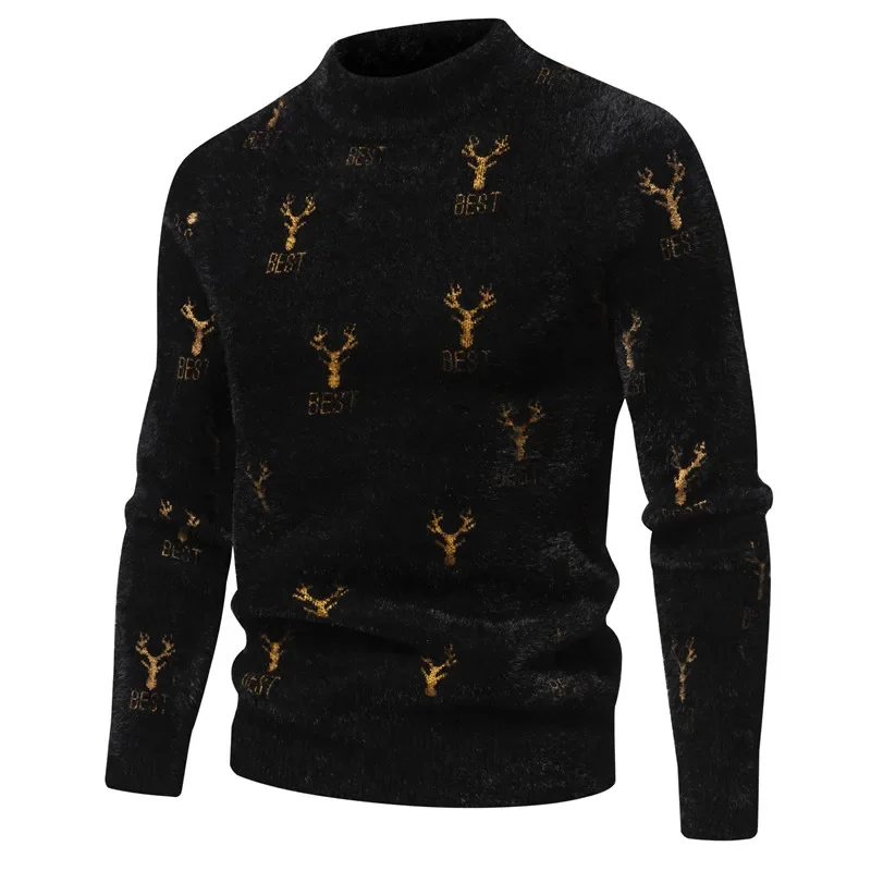 

Trend Men's Casual New Imitation Mink Vintage Sweater Soft and Comfortable Fashion Warm Knit Sweater Pullover Quality TOPS