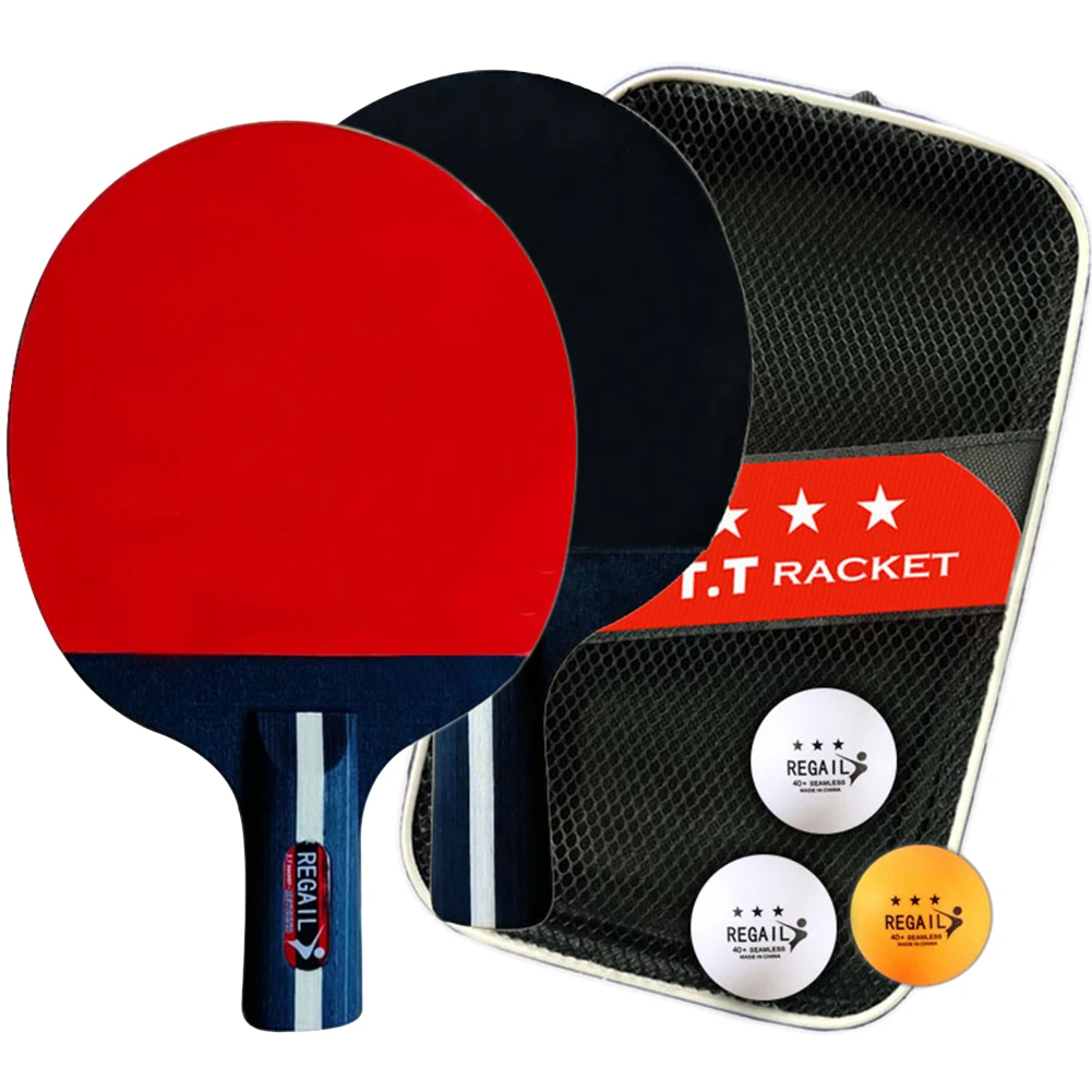 1Set Table Tennis Racket 2 Rackets & 3 Balls Table Tennis Paddles Professional Ping Pong Paddle with Bag