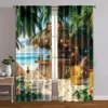 2pc,  Window Drapes Flower Beach Cottage Landscape Map Blackout  Polyester Birthday Party Applies to Seasonal Decorations 1