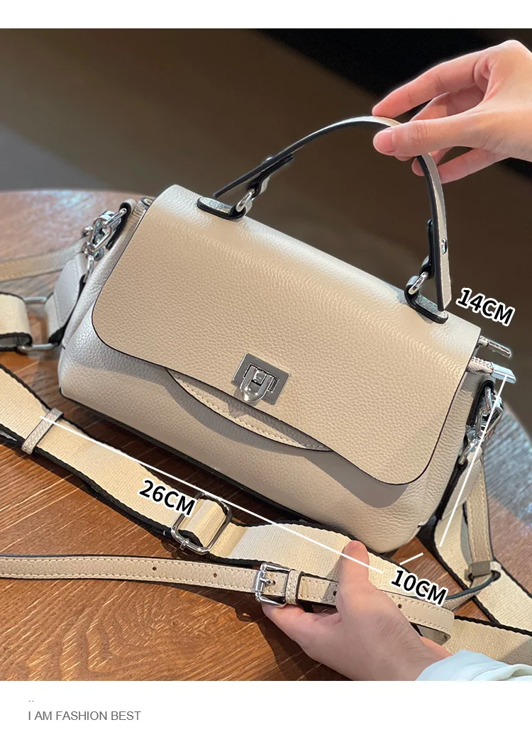 100% Genuine Leather Women Bags Lady New Satchel Square Shoulder Bag Solid High Qaulity Handbag Girls Fashion Casual_voghion.com