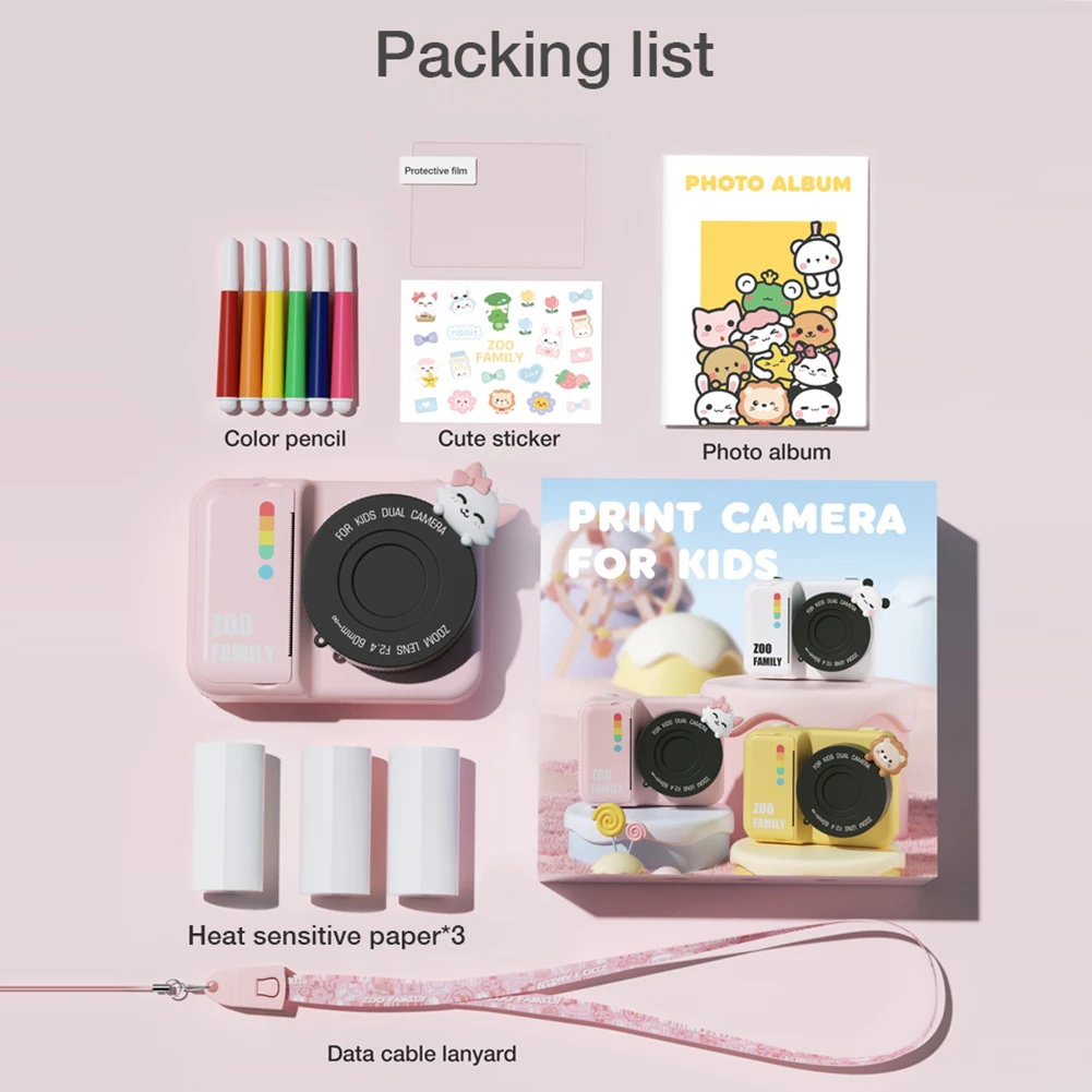 3.0 Inch Screen Kids Instant Print Camera 48MP HD Digital Instant Printing Camera With Printing