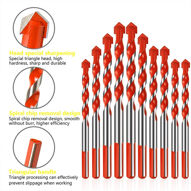 3-12mm Professional Tungsten Carbide Drill Bit Set for Drilling Glass Ceramic Tile Concrete Metal Drilling Tool Center Bit Drill Bit Set Bits Bit