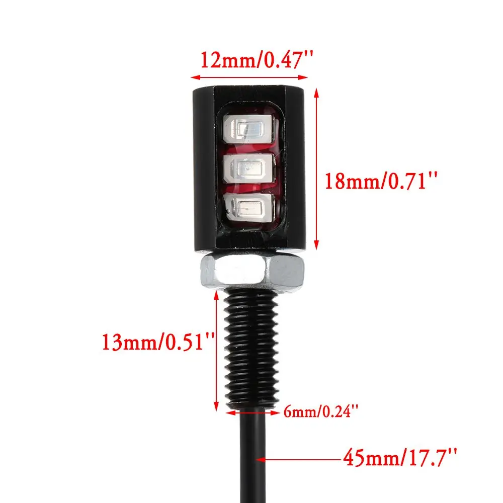12V 3LED Universal Car Motorcycle License Number Plate Screw Bolt Light Lamp 2Pcs motorcycle led lights,car led lights