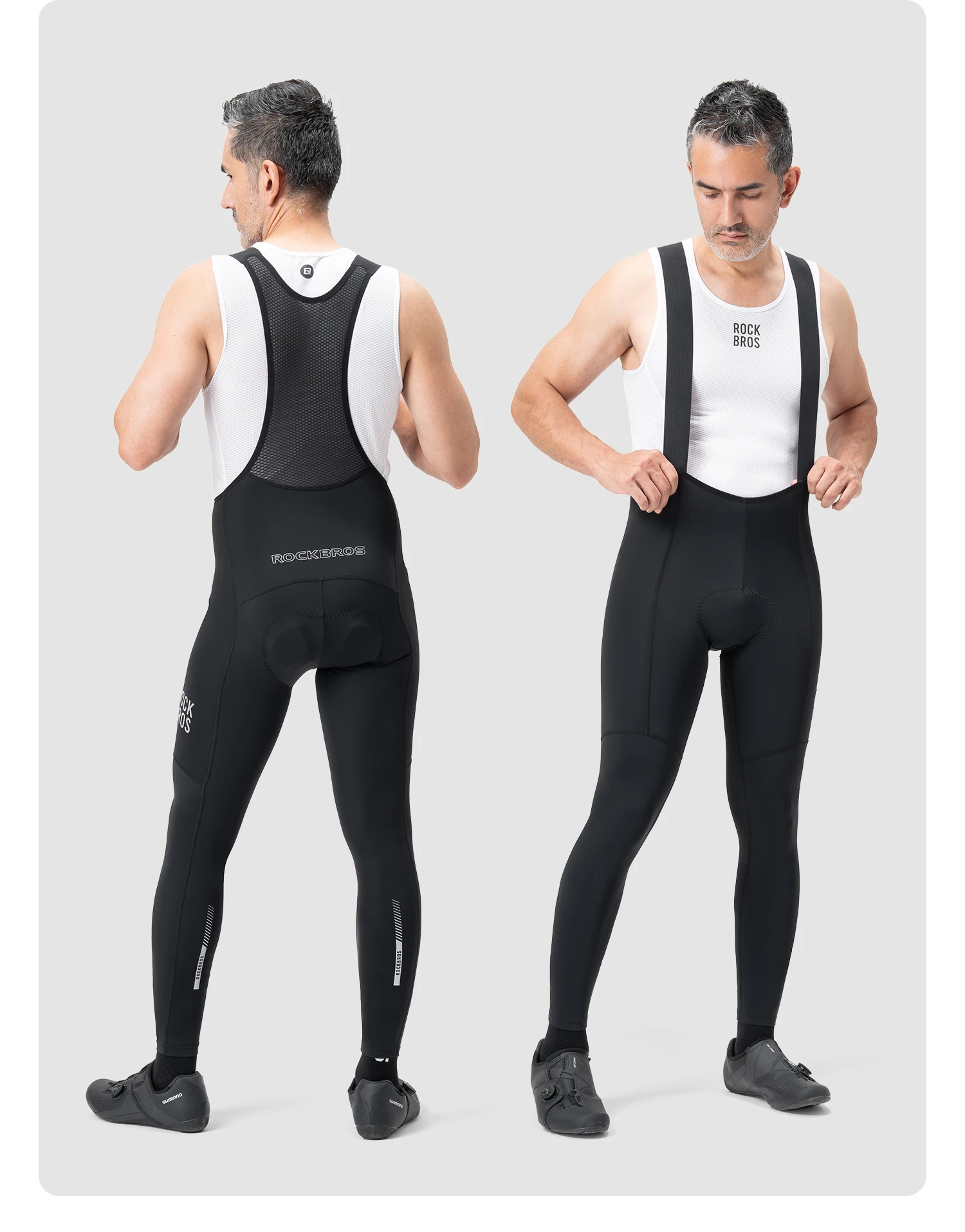 ROCKBROS Radfahren Trägerhose Atmungsaktive Lange Hose Rennradhose Trägerhose 3D Kissen Gepolsterte Stoßdämpfung Fahrradhose – Detail 13
