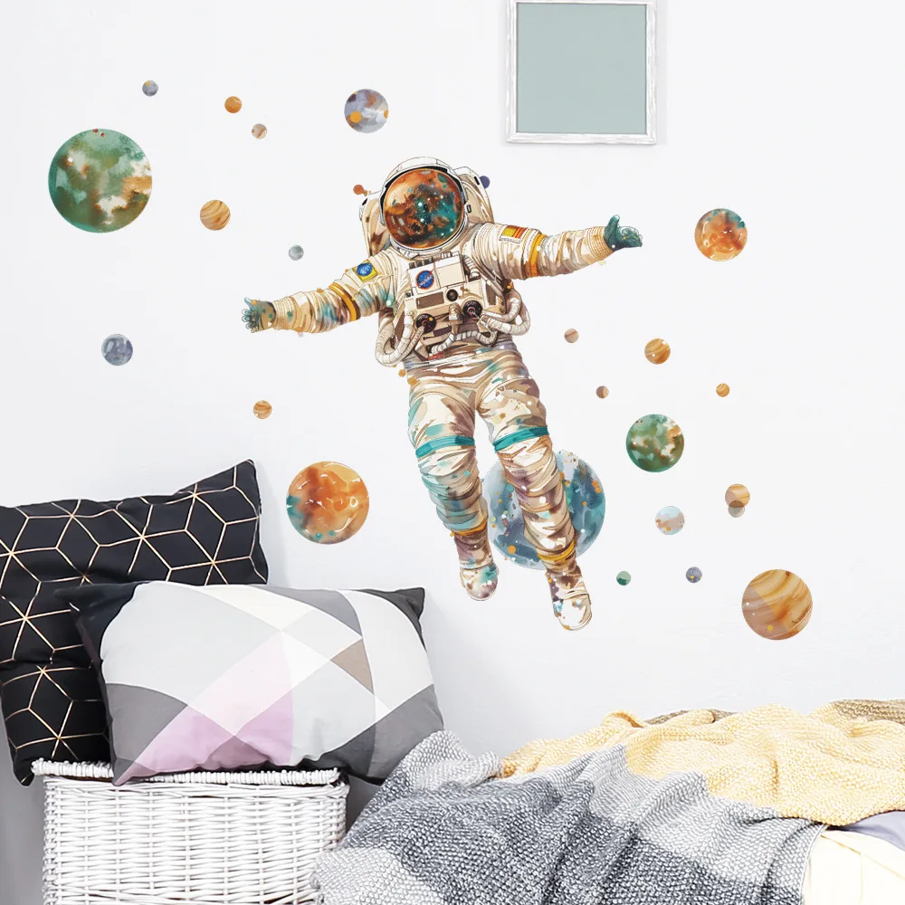 Cartoon Dream Astronaut Planet Wall Stickers Kids Room Background Decor Decals Baby Bedroom Home Decoration Self-adhesive Mural wall stickers,luminous wall stickers,vinyl decal stickers,children room decoration