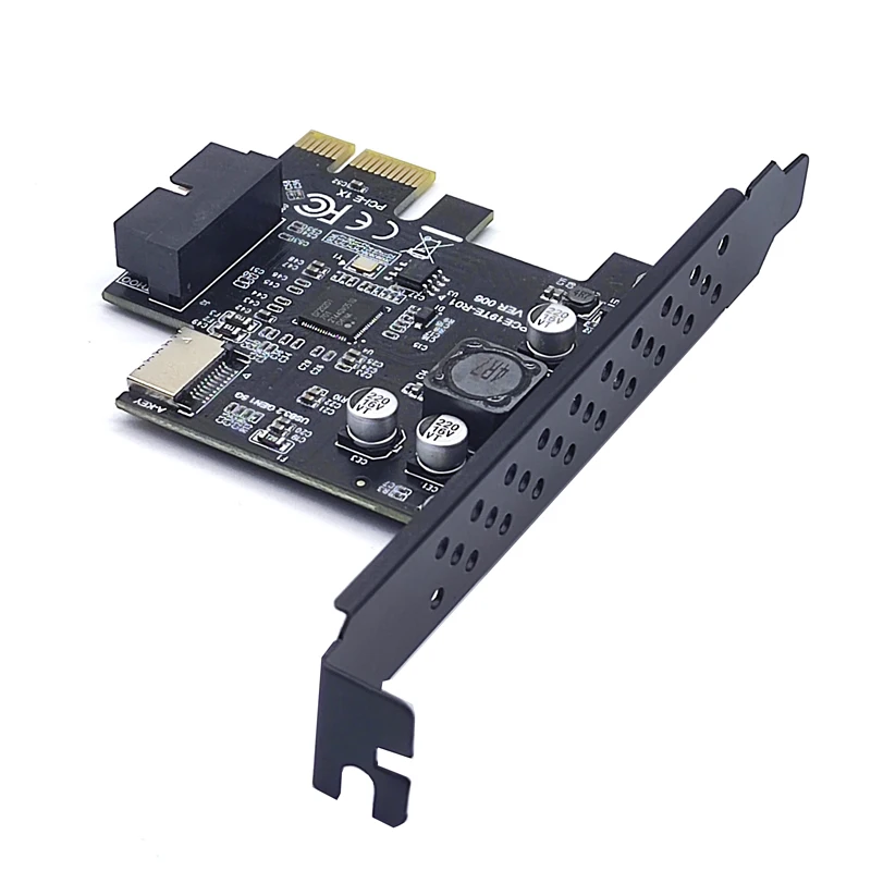 Pci Express 2.0 x1 Usb 3.2 Gen1 19pin Mais Tipo-e Cartão de Expansão Pcie Frente Tipo-c Adaptador Riser Tipo-e Usb3.2 A-key 5gbps Cartão Novo - Imagem 4