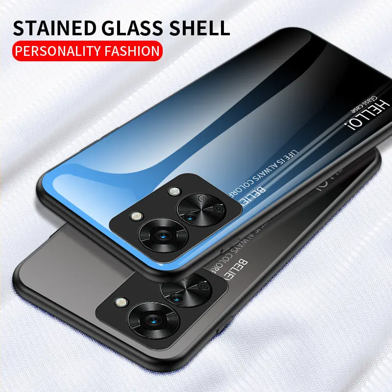 Gradient Tempered Glass Back Cover with Soft Silicon Bumper