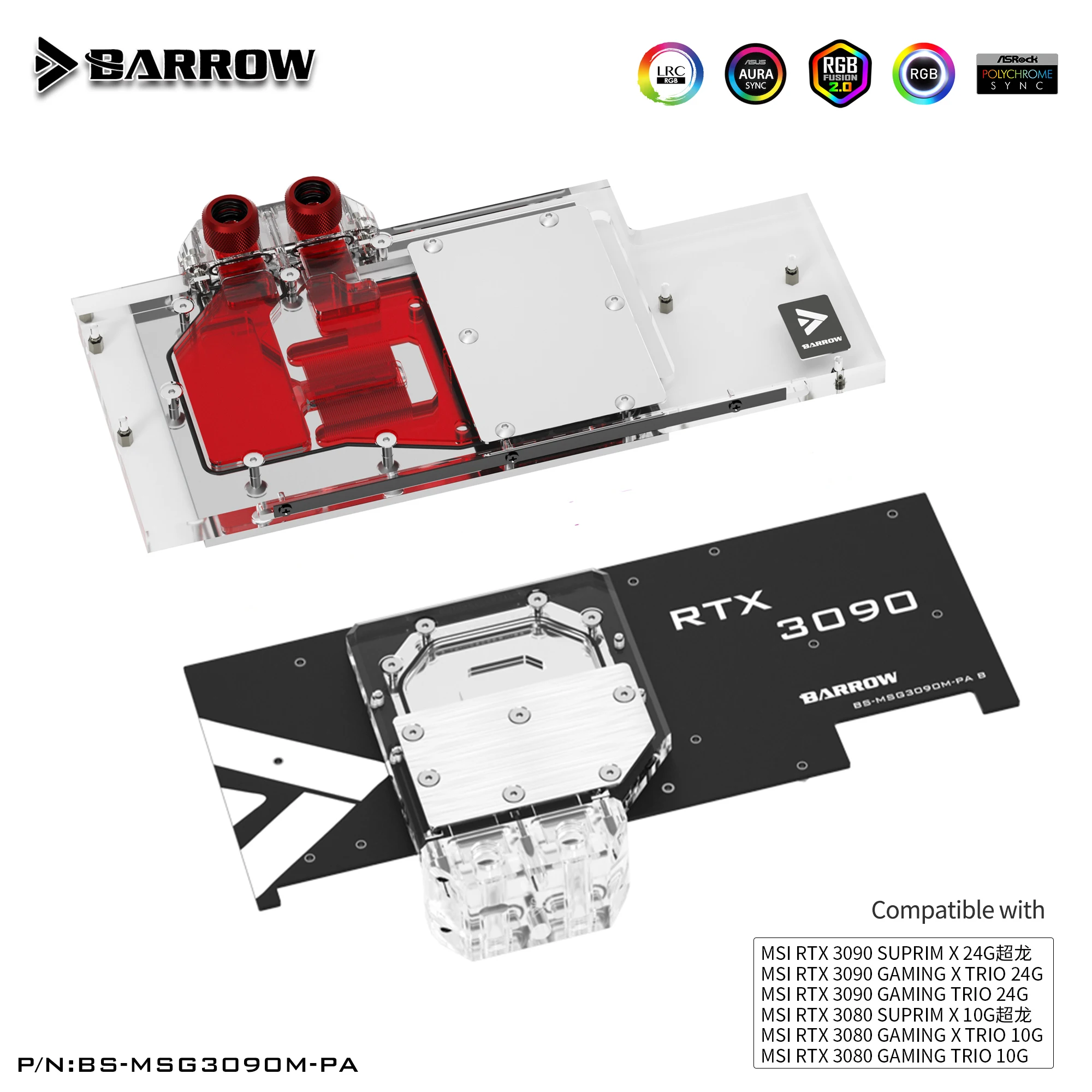 Barrow 3080 3090 Water Block Active Backplate Block For Msi Rtx 3090 3080 Gaming X Trio Water Cooling Backplane Bs-Msg3090M-Pa B