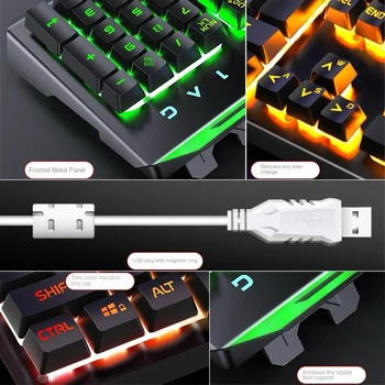 USB Wired Keyboard Backlit Imitation Mechanical Tactile Gaming Keyboards for Desktop Computer Laptop Luminous 104 Keys Keyboard 4