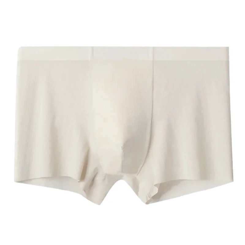 Mens Ice Silk Fresh Shorts U Convex PouchBoxer Briefs Pouch Underwear Seamless Shorts-Trunk. Underpants Short Workshop
