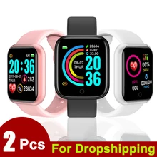 

2Pcs Y68 Smart Watch Children Men Women 1.44 inch DIY Face Watches Sport Fitness Tracker Pedometer Smartwatch relogio feminino