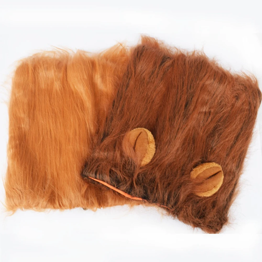 Pet Dog Cosplay Clothes Lion Mane For Dog Costumes Realistic Lion Wig For Medium To Large Dog + Ear Pet Supplies