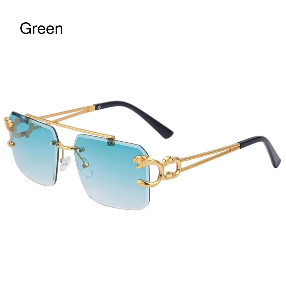 Steampunk Gold Lion Rimless Square Luxury Sunglasses