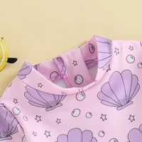 Casual Infant Baby Girls Rash Guard Long Sleeve Bathing Suits Print Ruffled Swimsuits Zipper Swimwear Children Beachwear 4