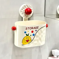 New Plastic Suction Cup Face Towel Storage Basket Wall Hanging Punch Free Washcloth Storage Box Drainable Removable 1