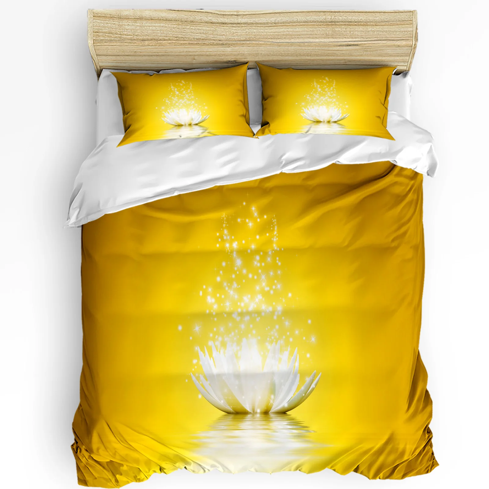 

Lotus Flower Yellow Bedding Set 3pcs Boys Girls Duvet Cover Pillowcase Kids Adult Quilt Cover Double Bed Set Home Textile