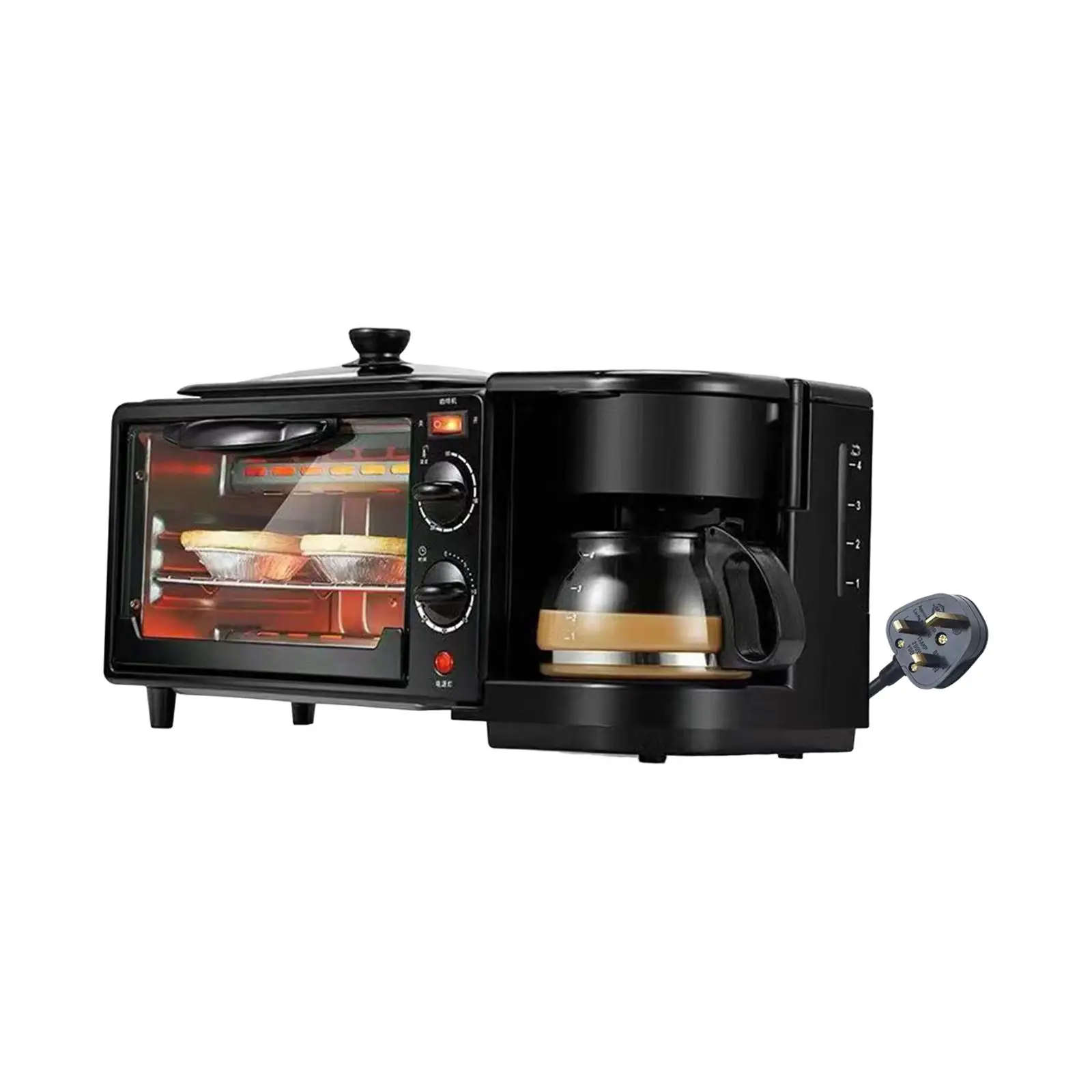 3 in 1 Breakfast Machine Oven Breakfast Maker Small Kitchen Appliances Breakfast Maker with Timer Non Stick Griddle for Sandwich