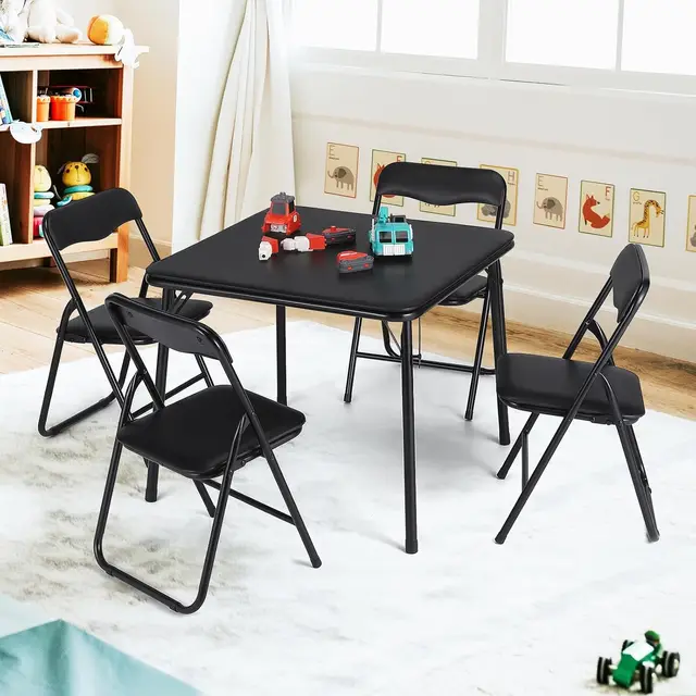 Ensemble table et chaises pliantes, chaises pliantes rembourrées en cuir, ensemble de table d'activités pour enfants pour manger, lire, jouer 1