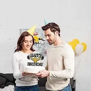 Personalized Weight Lifting Cake Topper Man Silhouette Weightlifter Party Happy Birthday Cake Decoration