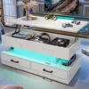 40" Lift Top Coffee Table, Coffee Tables with Storage for Living Room, Small Coffee Table with 2 Fabric Drawers & LED Lig 1