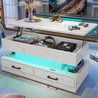 40" Lift Top Coffee Table, Coffee Tables with Storage for Living Room, Small Coffee Table with 2 Fabric Drawers & LED Lig 1