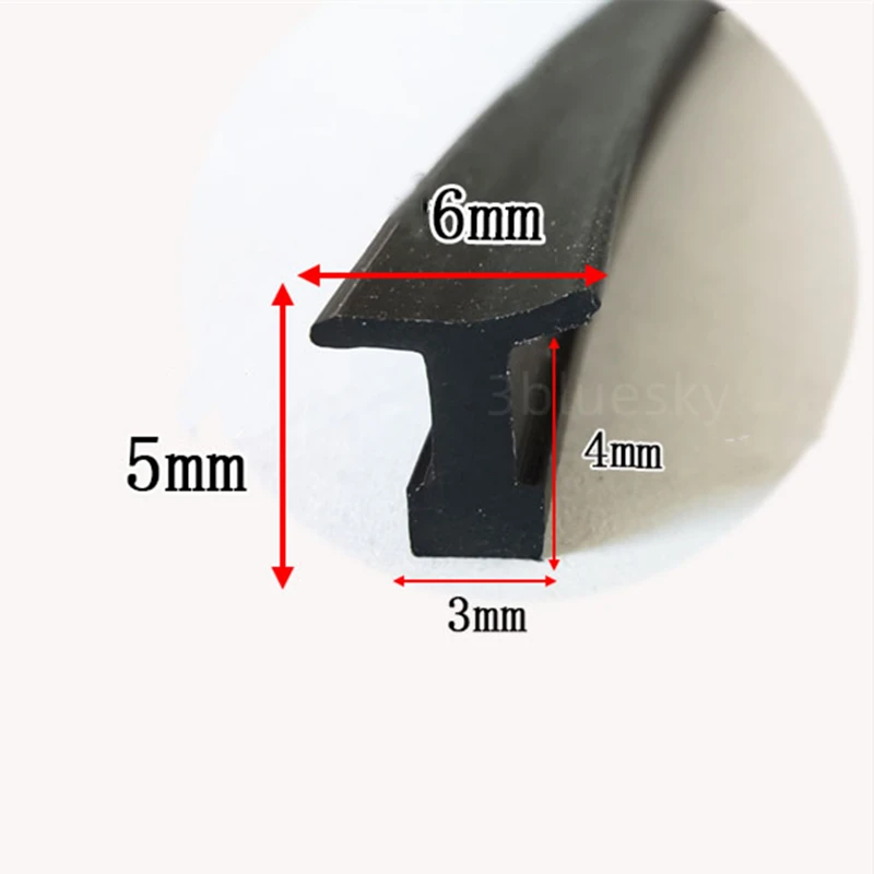 Gomma T Strip Vetro Metallo Legno Pannello Bordo Encloser Scudo Copertura Del Cavo Dell'Auto Sigillatura Solare Fotovoltaica 6X5Mm Nero