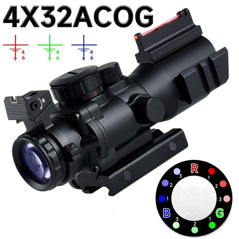 

4x32 HD Tactical Scope Tri-Illuminated Reflex Optical Riflescope Alloy Compact Airsoft Accessories Outdoor Snipe Rifle Sight