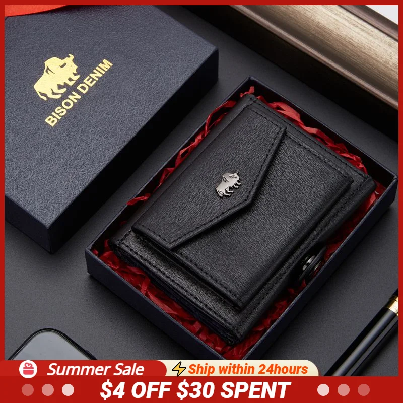 Bison Leather Wallet Made Usa Bison Denim Cow Leather Wallet Men Genuine Leather Aliexpress